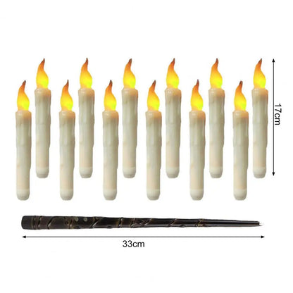 12-Piece Set of Hanging Floating LED Wand Candles with Remote Control