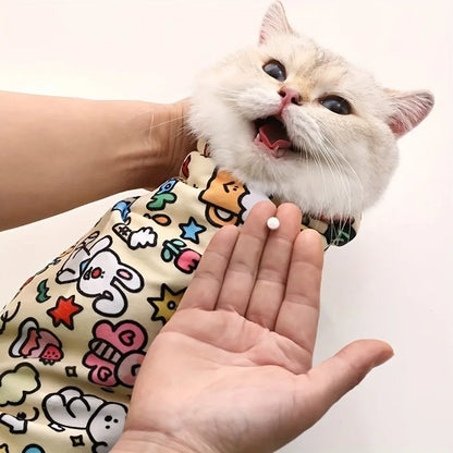 Soft Cat Grooming Wrap with Self-Adhesive Design