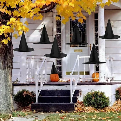 Black Oxford Cloth Halloween Witch Hat for Kids and Adults