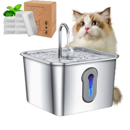 OYES 4L / 134oz Stainless Steel Automatic Cat Water Fountain with Ultra-Quiet Pump – Pet Drinking Fountain for Cats, Dogs & Multiple Pets
