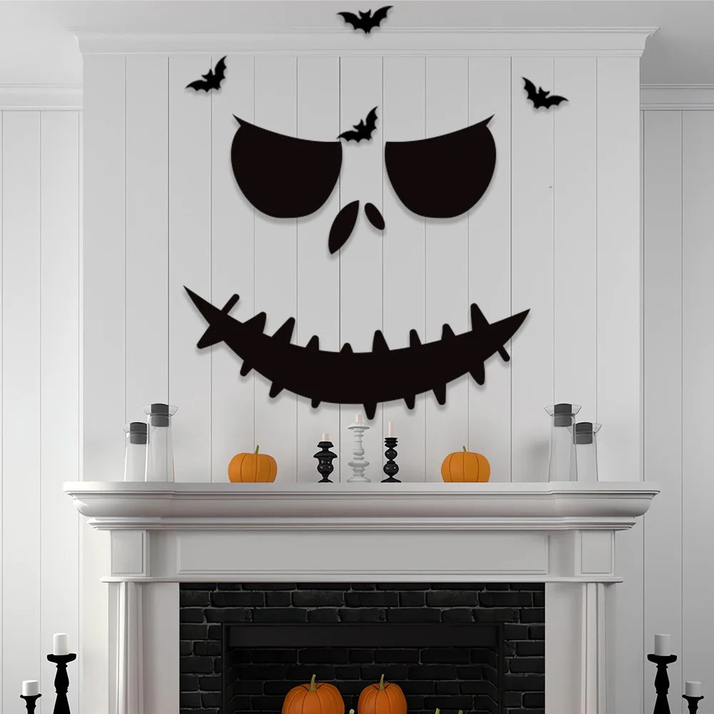 Spooky Halloween Door and Window Stickers - Skeleton Hand, Pumpkin, Devil, Witch Hat, and Ghost Designs