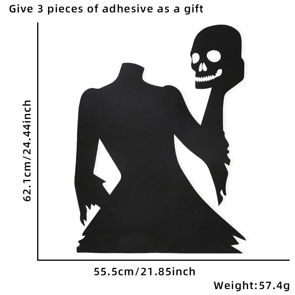 Spooky Halloween Door and Window Stickers - Skeleton Hand, Pumpkin, Devil, Witch Hat, and Ghost Designs