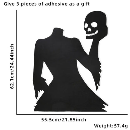 Spooky Halloween Door and Window Stickers - Skeleton Hand, Pumpkin, Devil, Witch Hat, and Ghost Designs