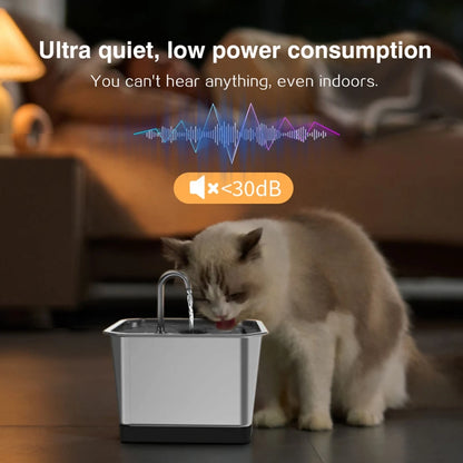 OYES 4L / 134oz Stainless Steel Automatic Cat Water Fountain with Ultra-Quiet Pump – Pet Drinking Fountain for Cats, Dogs & Multiple Pets