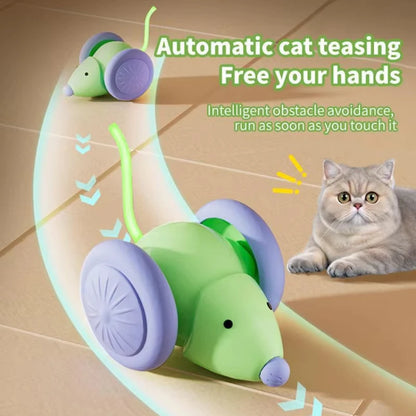 Colorful LED Electric Mouse Cat Toy with Intelligent Obstacle Avoidance