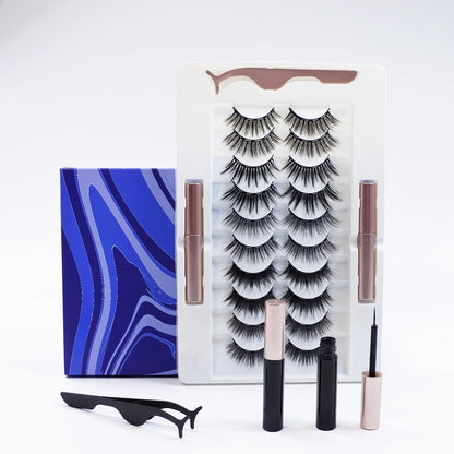 5/10 Pairs Reusable Magnetic Eyelashes Kit with Eyeliner & Applicator – Natural Look 5 Magnet False Lashes for Easy No-Glue Makeup
