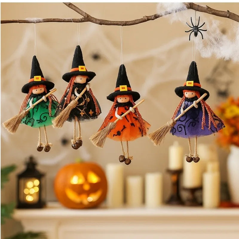 Halloween Broomstick Witch Girl Hanging Ornament