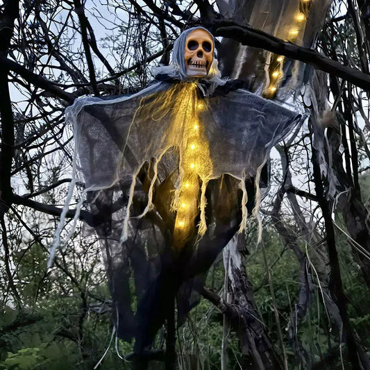 Halloween Glowing Skull Skeleton Gauze Hanging Ghost