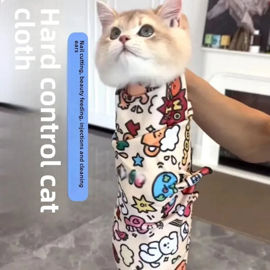 Soft Cat Grooming Wrap with Self-Adhesive Design