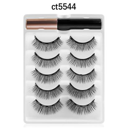 5/10 Pairs Reusable Magnetic Eyelashes Kit with Eyeliner & Applicator – Natural Look 5 Magnet False Lashes for Easy No-Glue Makeup