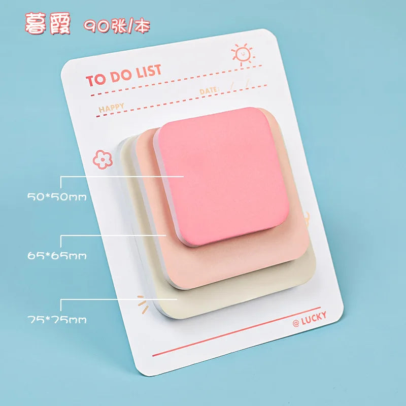 Multicolor Adhesive Memo Pad Set (90 Sheets, 3 Sizes)