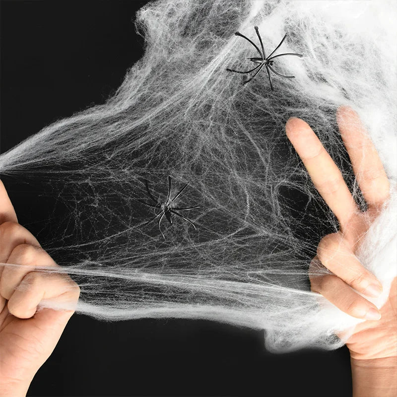 Stretchy Artificial Spider Web for Halloween Decorations - Ideal for Scary Party Scenes and Haunted House Props