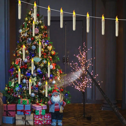 12-Piece Set of Hanging Floating LED Wand Candles with Remote Control