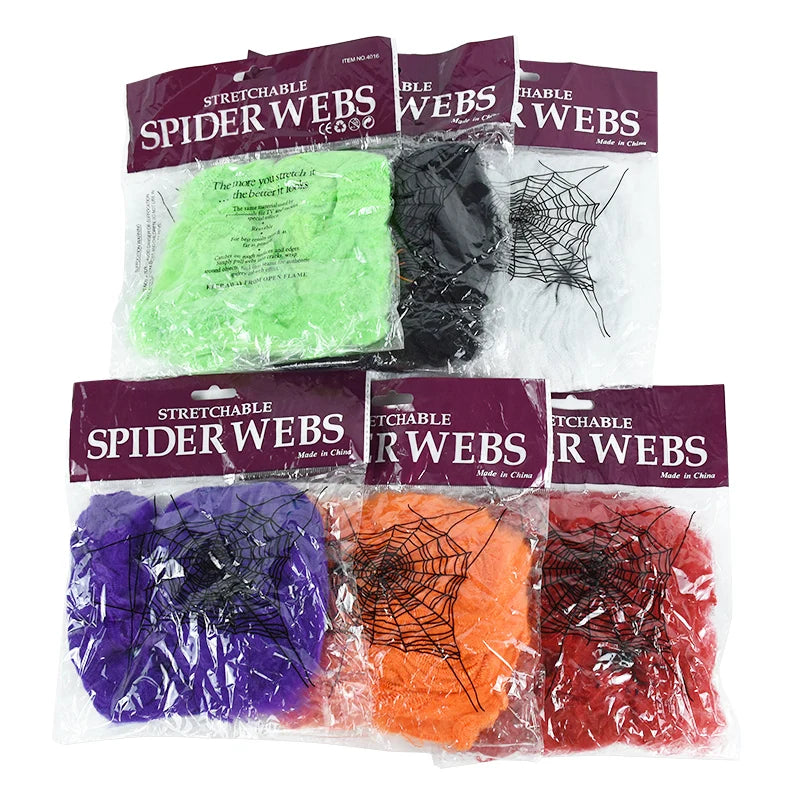 Stretchy Artificial Spider Web for Halloween Decorations - Ideal for Scary Party Scenes and Haunted House Props