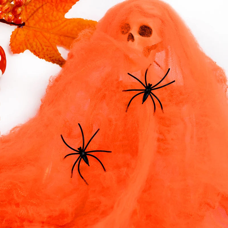 Stretchy Artificial Spider Web for Halloween Decorations - Ideal for Scary Party Scenes and Haunted House Props