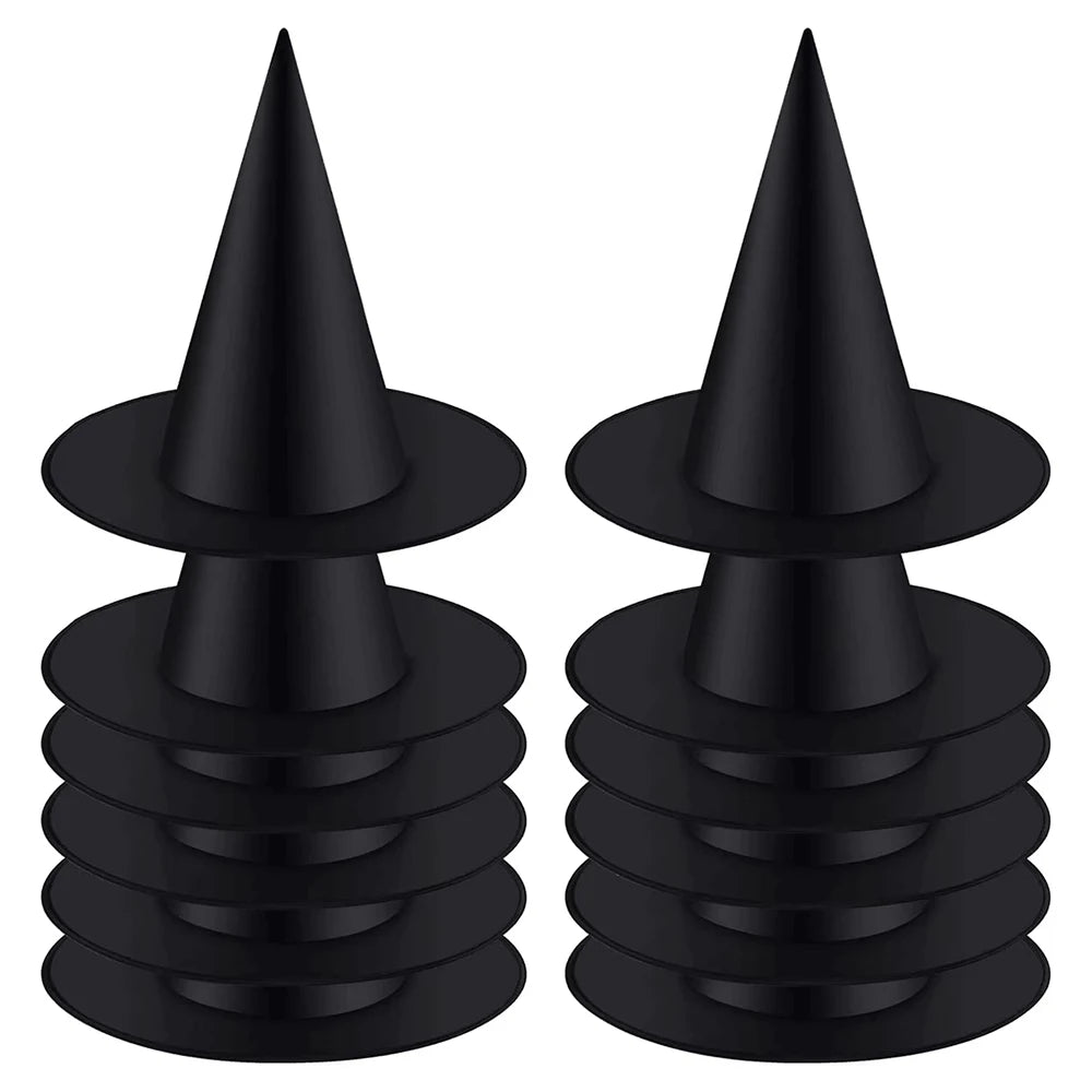 Black Oxford Cloth Halloween Witch Hat for Kids and Adults
