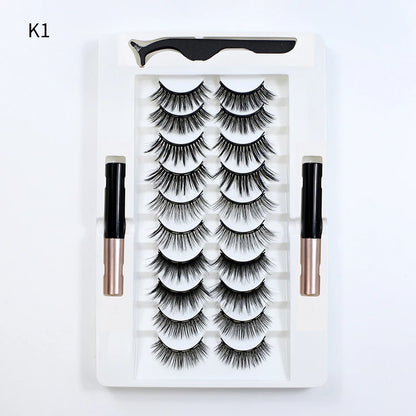 5/10 Pairs Reusable Magnetic Eyelashes Kit with Eyeliner & Applicator – Natural Look 5 Magnet False Lashes for Easy No-Glue Makeup