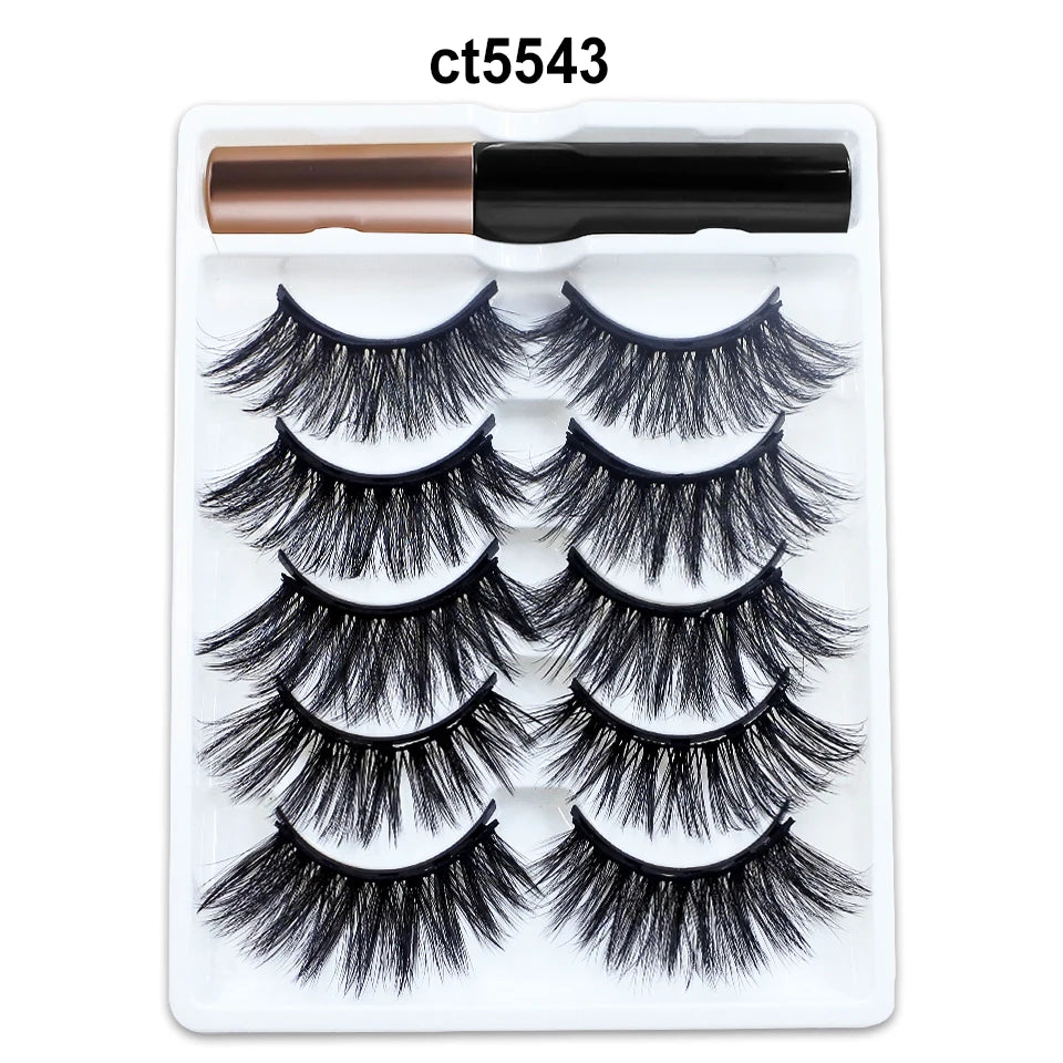 5/10 Pairs Reusable Magnetic Eyelashes Kit with Eyeliner & Applicator – Natural Look 5 Magnet False Lashes for Easy No-Glue Makeup