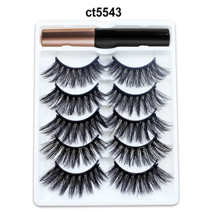 5/10 Pairs Reusable Magnetic Eyelashes Kit with Eyeliner & Applicator – Natural Look 5 Magnet False Lashes for Easy No-Glue Makeup