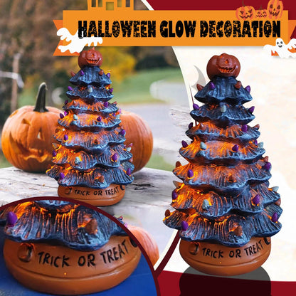 Creative LED Halloween Ceramic Pumpkin Ornament - Lighted Decorative Lamp for Festive Home Decor