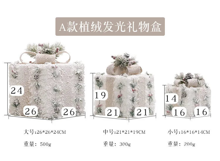 Festive Christmas Glow Gift Box Set - 3-Piece Metal Lanterns for Holiday Tree & Home Decor