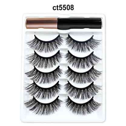 5/10 Pairs Reusable Magnetic Eyelashes Kit with Eyeliner & Applicator – Natural Look 5 Magnet False Lashes for Easy No-Glue Makeup