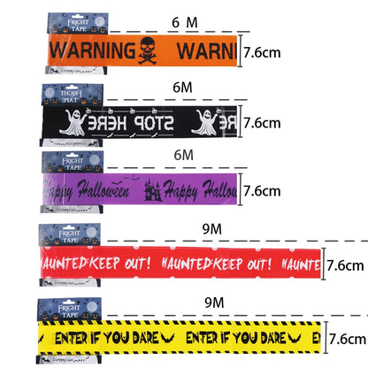 Halloween Skull Head Warning Tape with Witch Balloons