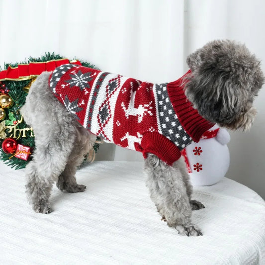 Festive Christmas Dog Sweater - Cozy Knit Holiday Outfit for Small to Medium Dogs, Puppies, Cats, Bichon, and Corgis