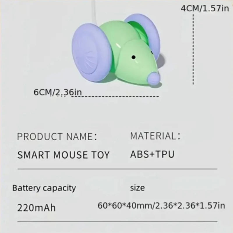 Colorful LED Electric Mouse Cat Toy with Intelligent Obstacle Avoidance