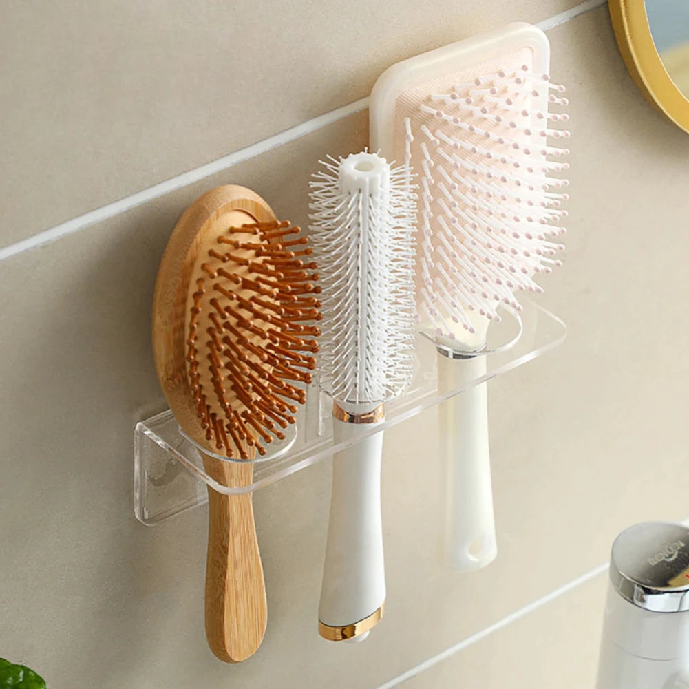 Clear Acrylic Wall-Mounted Comb and Brush Organizer Shelf