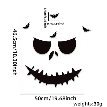 Spooky Halloween Door and Window Stickers - Skeleton Hand, Pumpkin, Devil, Witch Hat, and Ghost Designs