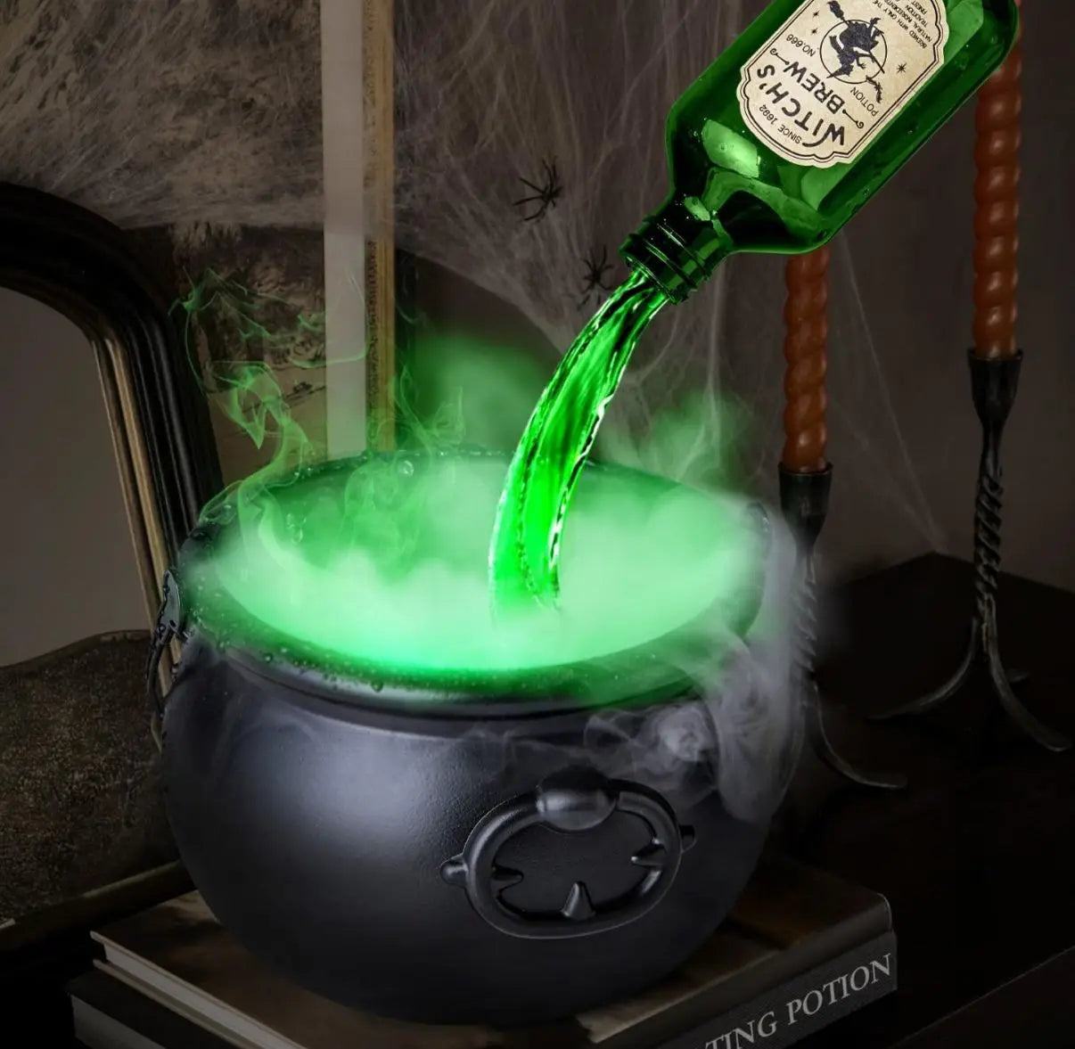 Halloween Black Wizard Bowl with Magic Floating Potion Bottle and Diffuser