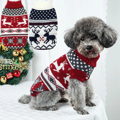 Festive Christmas Dog Sweater - Cozy Knit Holiday Outfit for Small to Medium Dogs, Puppies, Cats, Bichon, and Corgis