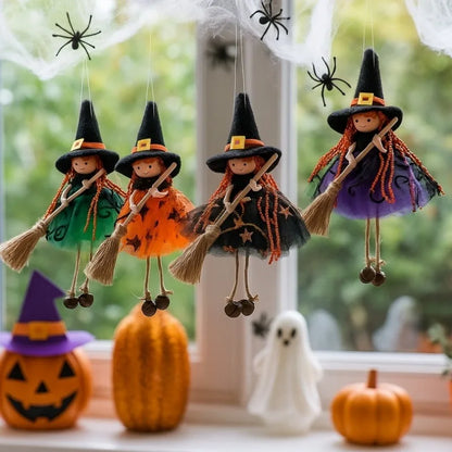 Halloween Broomstick Witch Girl Hanging Ornament