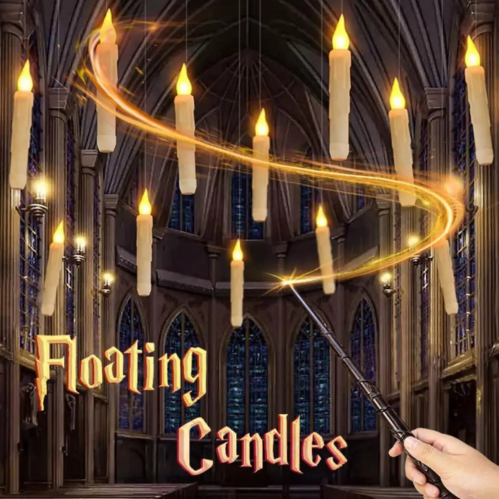 12-Piece Set of Hanging Floating LED Wand Candles with Remote Control