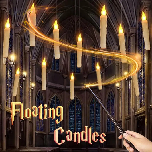 12-Piece Set of Hanging Floating LED Wand Candles with Remote Control