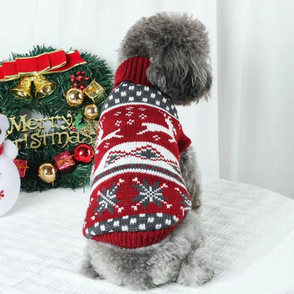 Festive Christmas Dog Sweater - Cozy Knit Holiday Outfit for Small to Medium Dogs, Puppies, Cats, Bichon, and Corgis