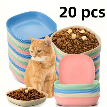 3/10/20pcs Non-Slip Plastic Cat Bowls Set for Kittens and Small Pets