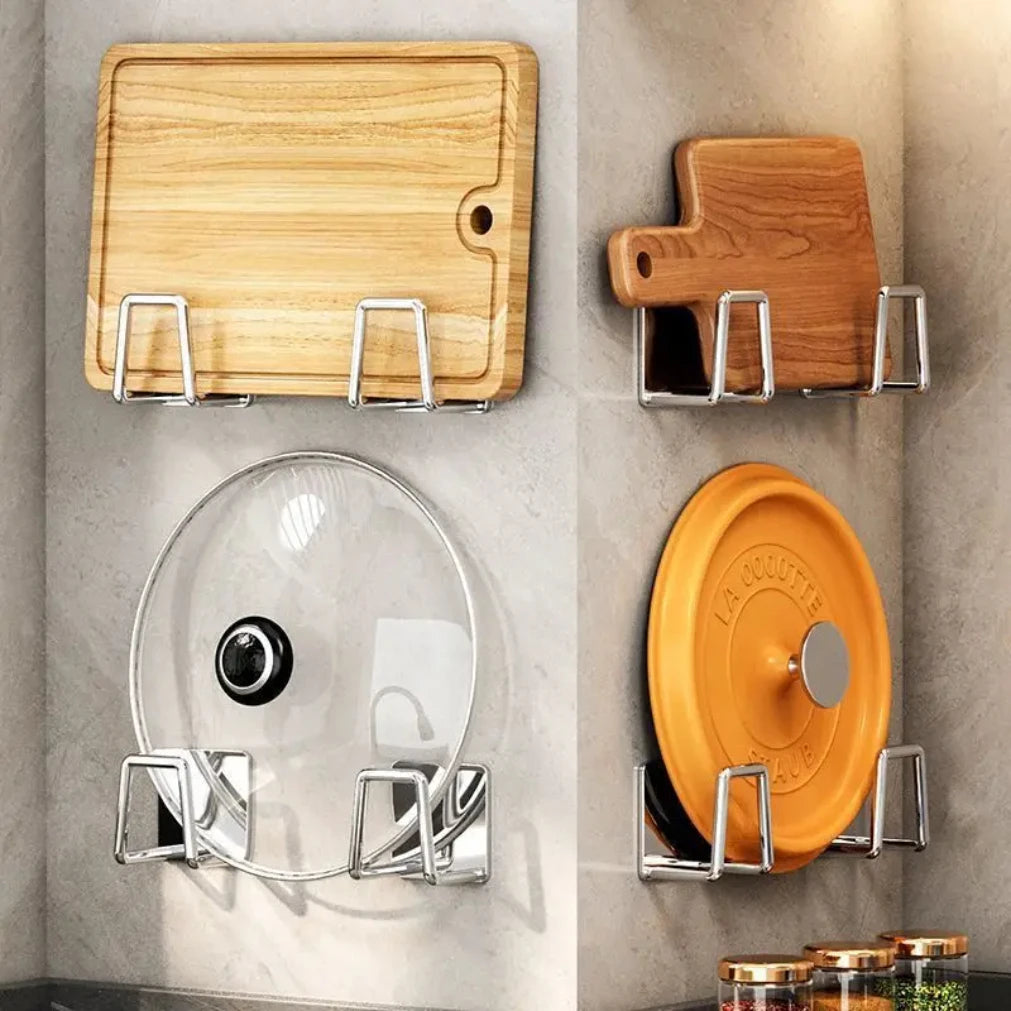 Stainless Steel Kitchen Sponge and Pot Lid Storage Rack
