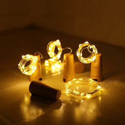 Twinkling 2M LED Fairy String Lights with Wine Bottle Cork - Ideal for Christmas Bottle Decor and Holiday Ambiance