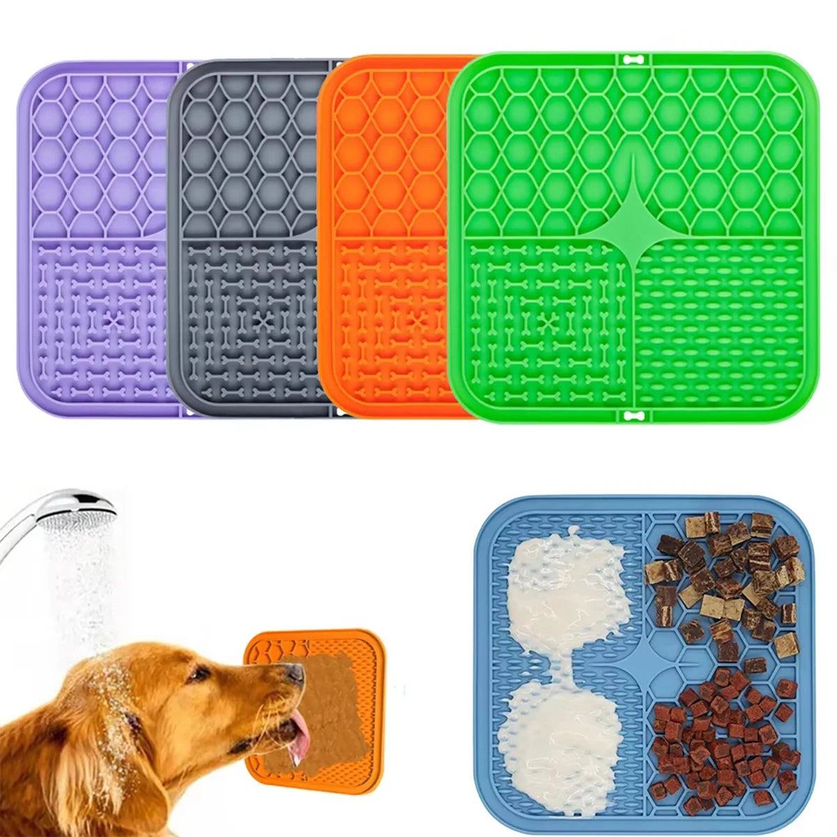 Silicone Dog Lick Mat – Slow Feeder Plate with Strong Suction for Training, Bath Time Distraction & Healthy Mealtimes