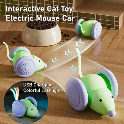 Colorful LED Electric Mouse Cat Toy with Intelligent Obstacle Avoidance
