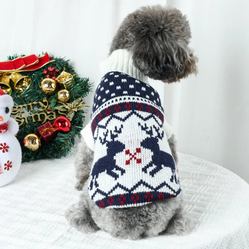 Festive Christmas Dog Sweater - Cozy Knit Holiday Outfit for Small to Medium Dogs, Puppies, Cats, Bichon, and Corgis