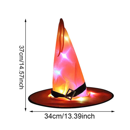 Halloween Witch Hat with LED Lights and Glowing Ghost Design