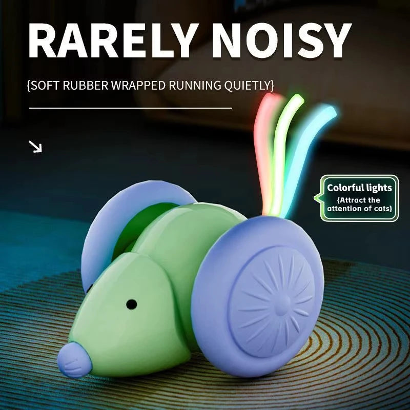 Colorful LED Electric Mouse Cat Toy with Intelligent Obstacle Avoidance