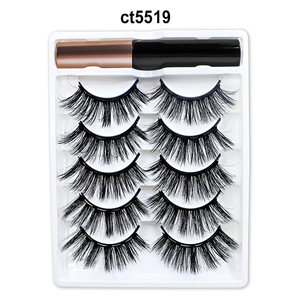 5/10 Pairs Reusable Magnetic Eyelashes Kit with Eyeliner & Applicator – Natural Look 5 Magnet False Lashes for Easy No-Glue Makeup