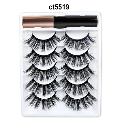 5/10 Pairs Reusable Magnetic Eyelashes Kit with Eyeliner & Applicator – Natural Look 5 Magnet False Lashes for Easy No-Glue Makeup