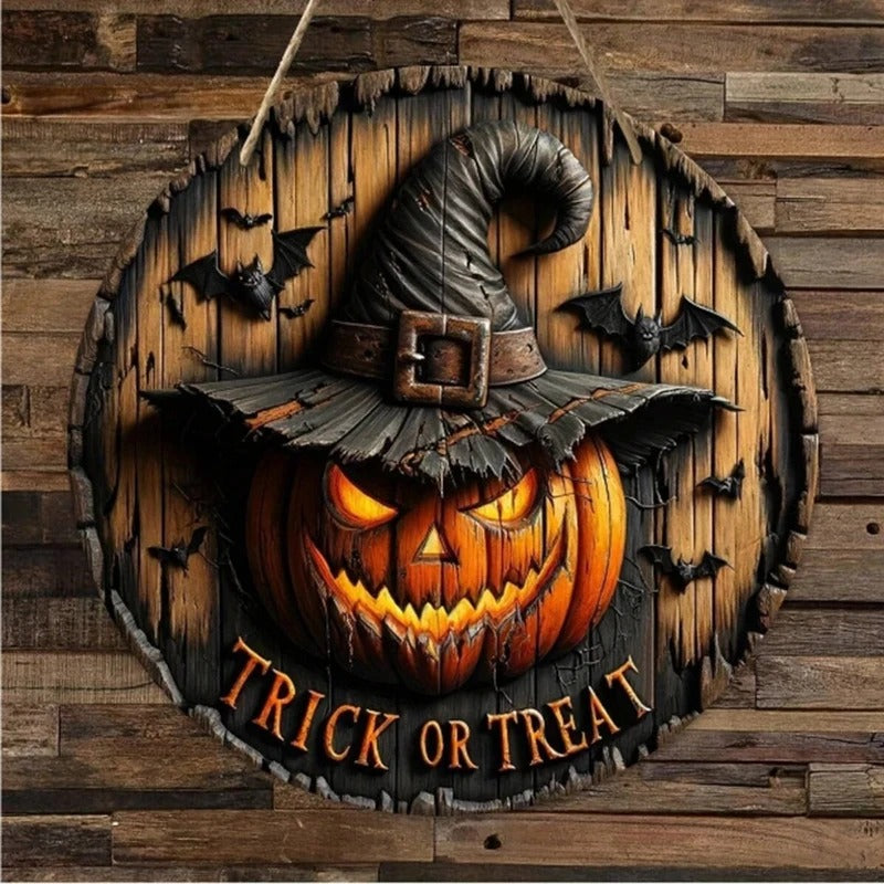 Halloween Wooden Ghost Wreath Sign