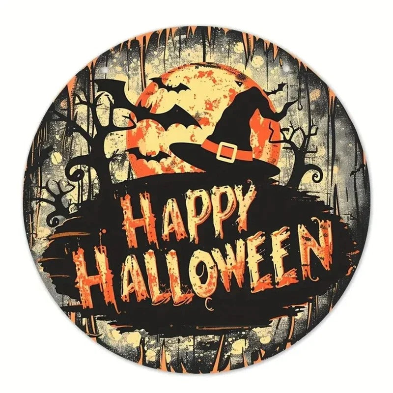 Halloween Wooden Ghost Wreath Sign